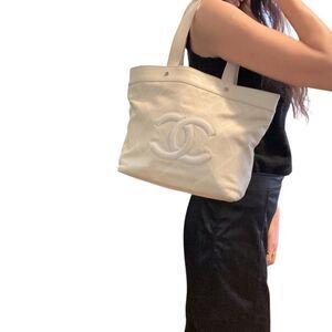 Chanel neural perforated caviar leather tote